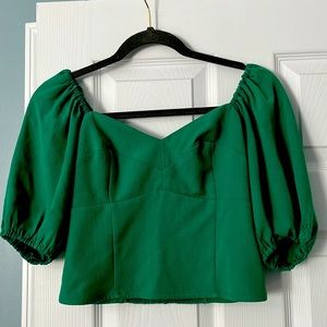 Abercrombie & Fitch green Puff Sleeve Corset Sweetheart Top